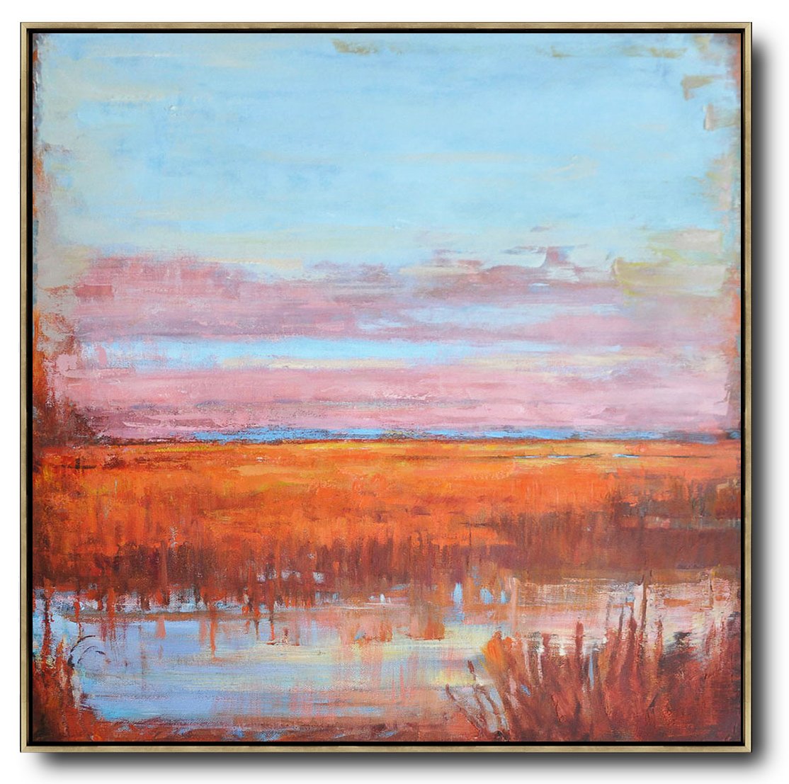 Large Abstract Art,Abstract Landscape Oil Painting,Contemporary Art Canvas Painting,Blue,Pink,Orange,Red.etc